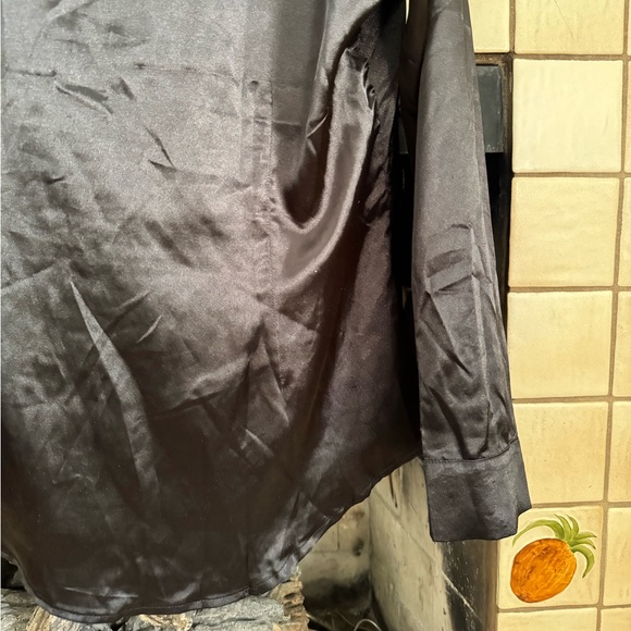 Lucca x Wildfang Black Satin Button Up - Picture 4 of 7